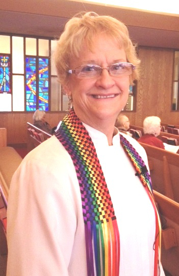 Betsy preaching at Watsonville First UMC, CA, 2014